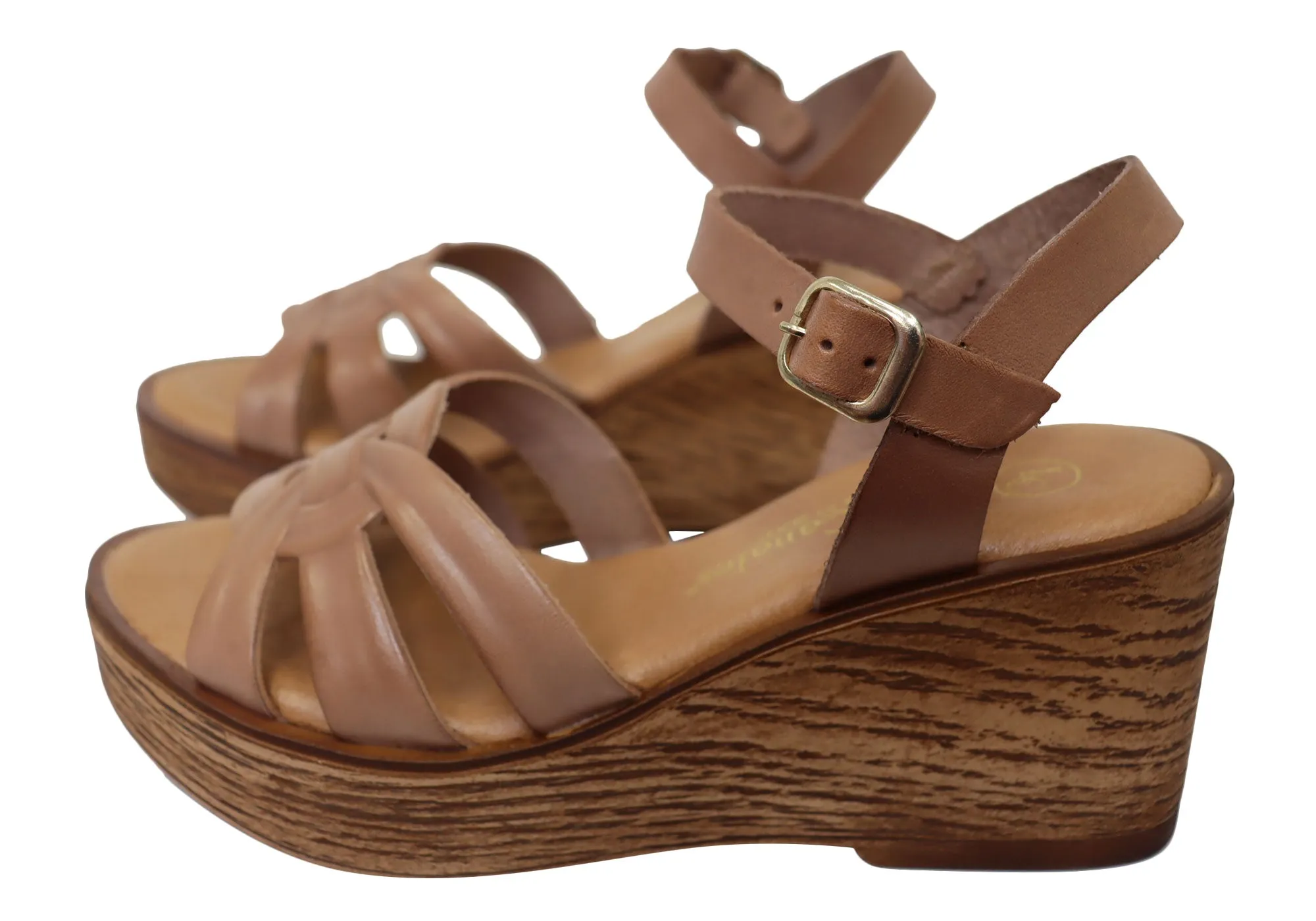 Lola Canales Moment Damen Spanische Leder Keilabsatz Sandalen Lola Canales Schuhe