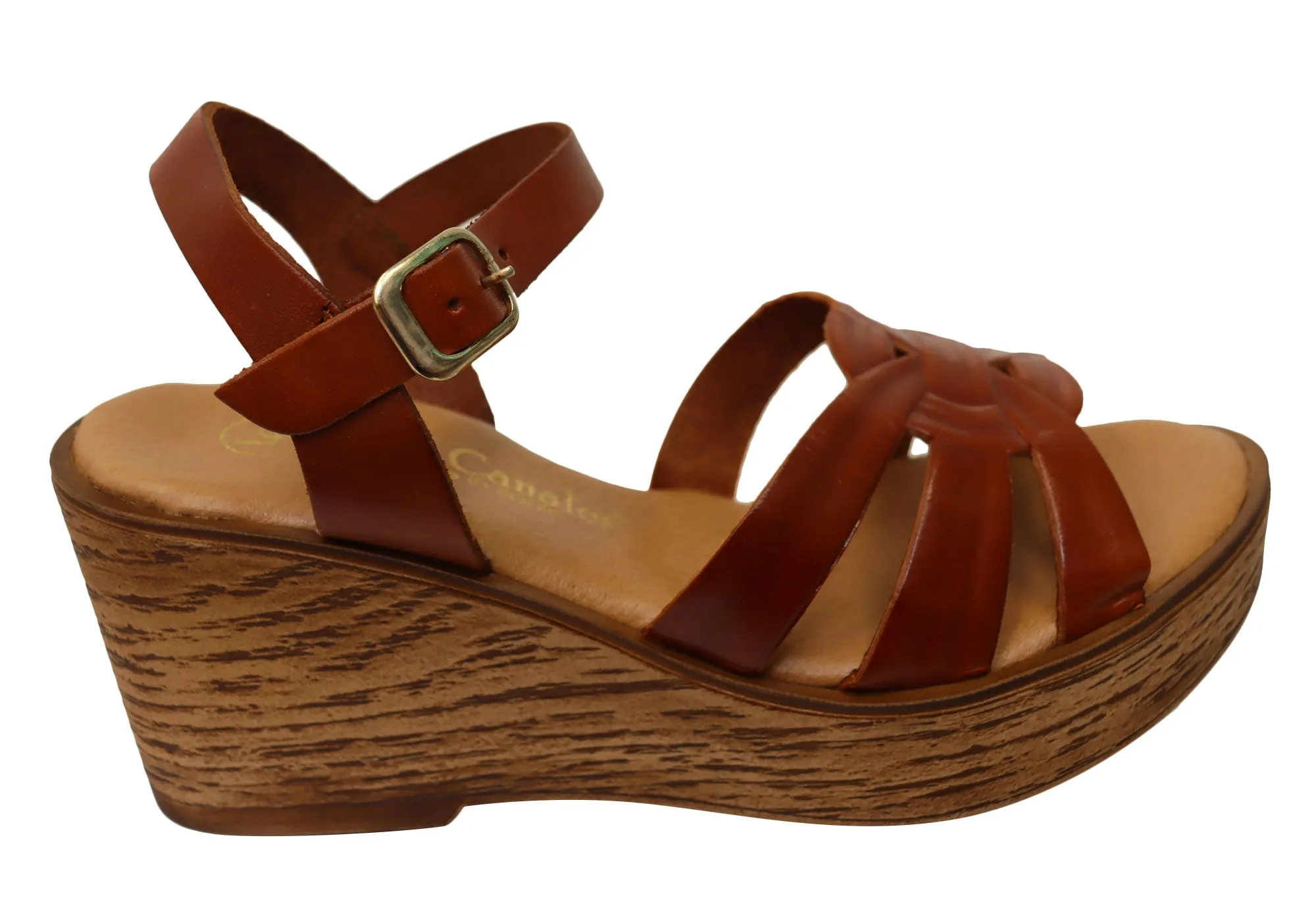 Lola Canales Moment Damen Spanische Leder Keilabsatz Sandalen Lola Canales Schuhe