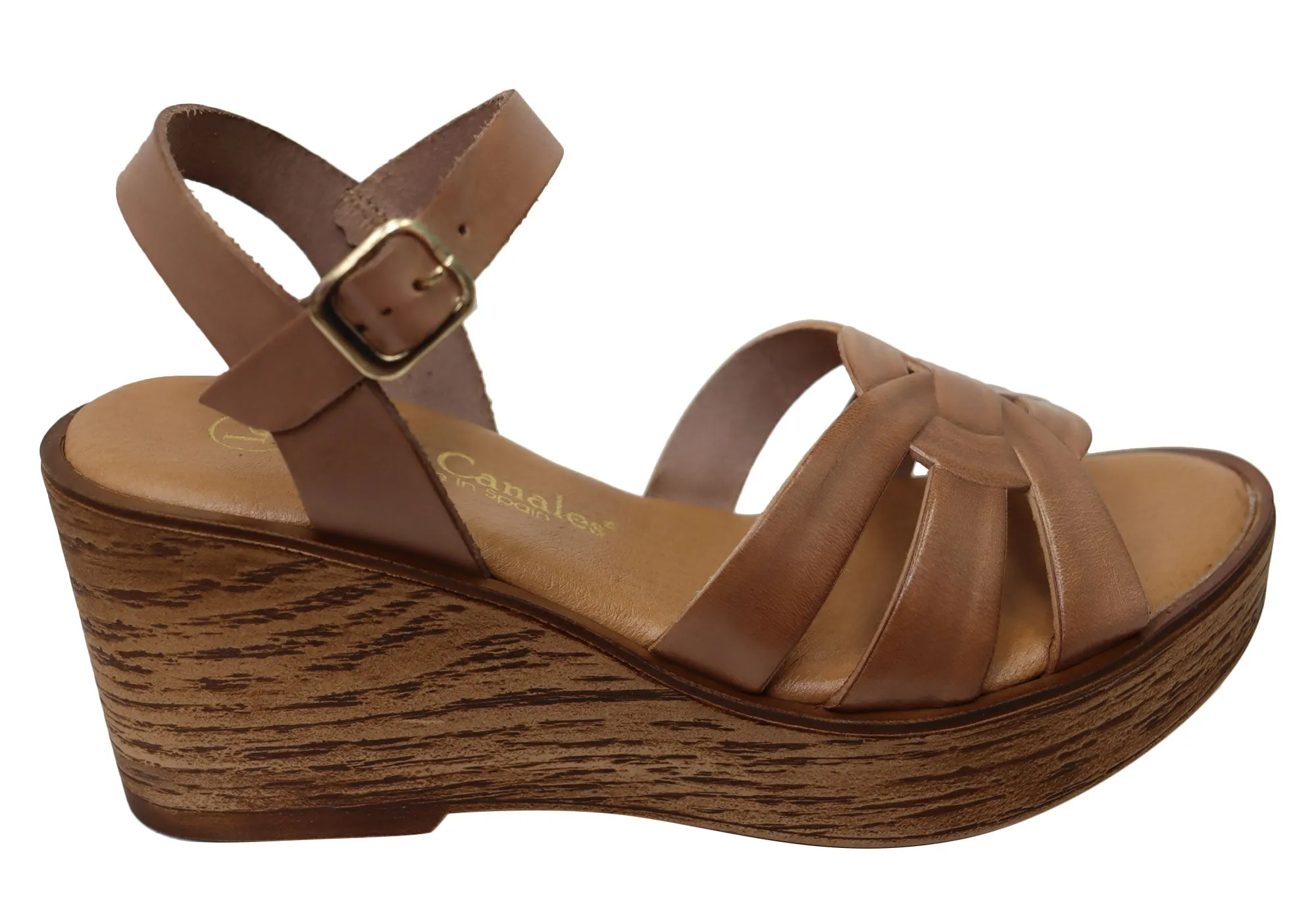 Lola Canales Moment Damen Spanische Leder Keilabsatz Sandalen Lola Canales Schuhe