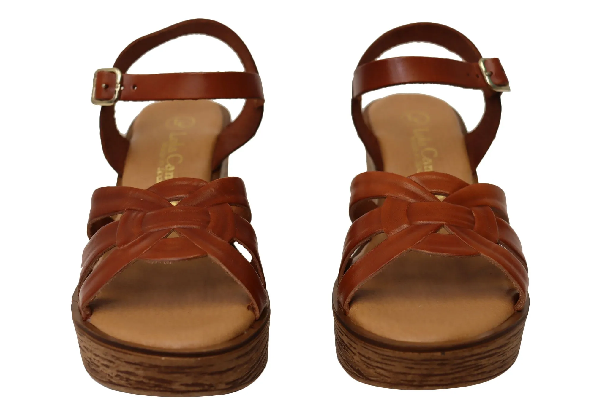 Lola Canales Moment Damen Spanische Leder Keilabsatz Sandalen Lola Canales Schuhe