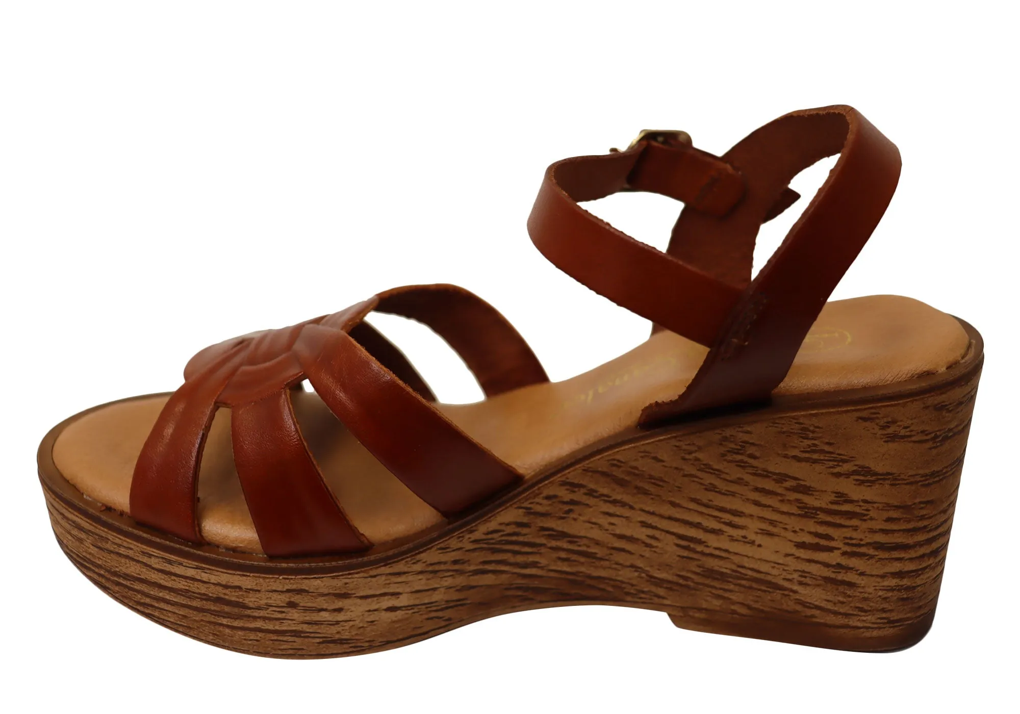Lola Canales Moment Damen Spanische Leder Keilabsatz Sandalen Lola Canales Schuhe