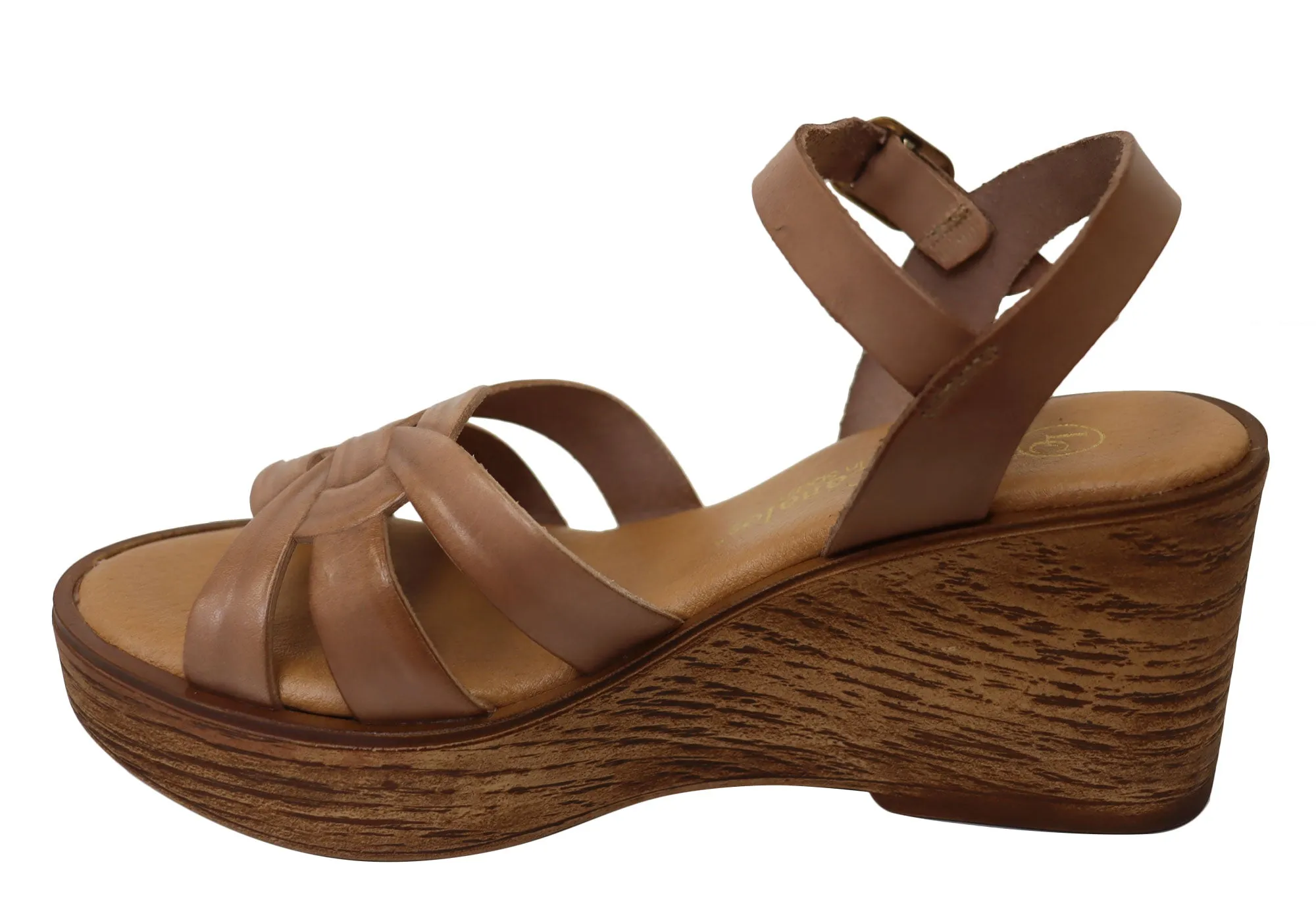 Lola Canales Moment Damen Spanische Leder Keilabsatz Sandalen Lola Canales Schuhe