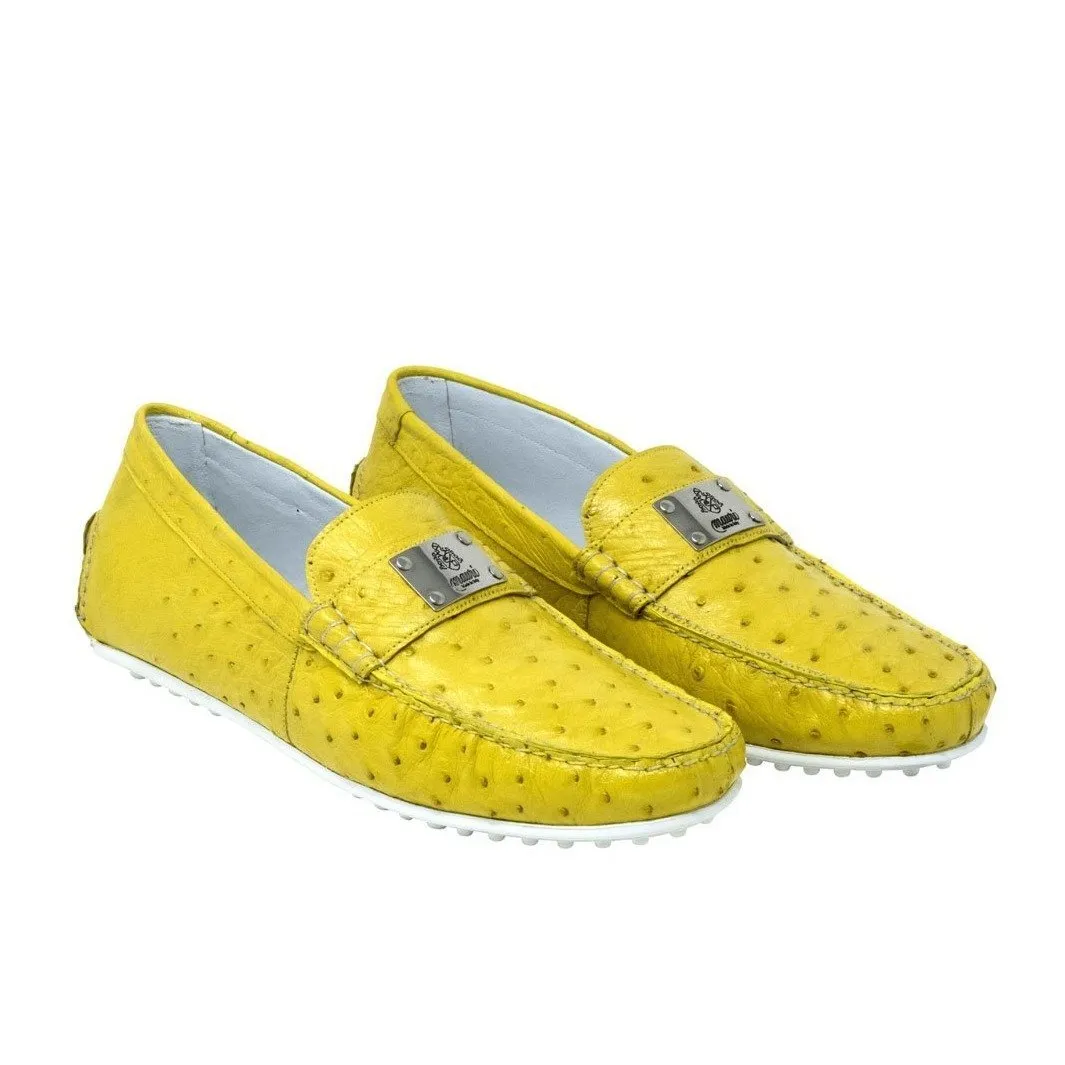 Mauri Schuhe Mauri Sunset in Mimosa Herren Exotische Straußenleder Business-Casual Loafers