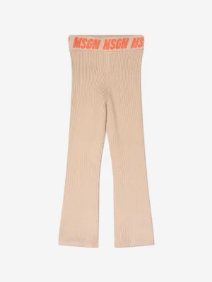 MSGM Mädchen Rippstrick ausgestellte Hose in Beige