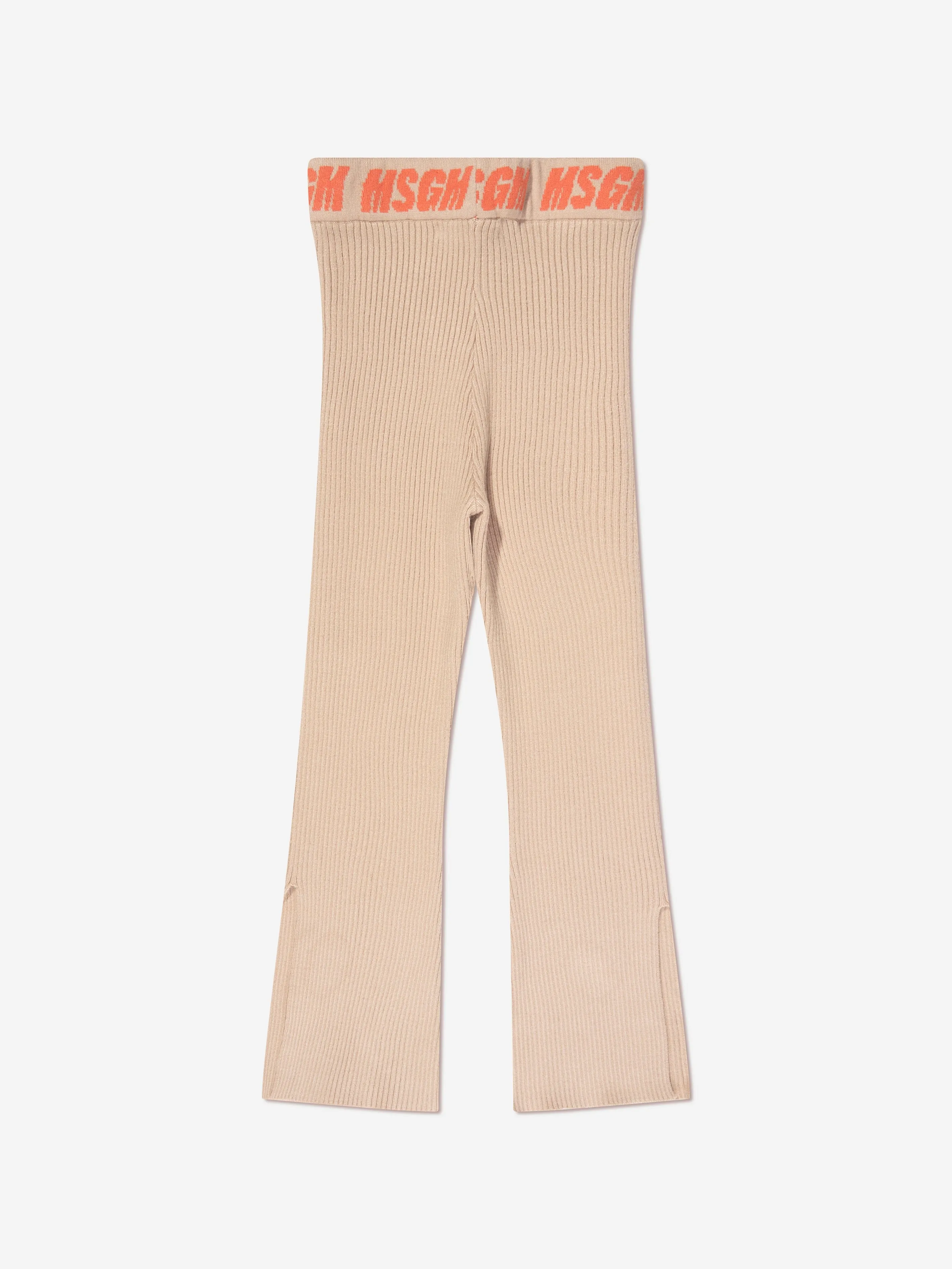 MSGM Mädchen Rippstrick ausgestellte Hose in Beige
