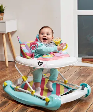 Mychild 2-in-1 Laufstall/Schaukelpferd - Regenbogen