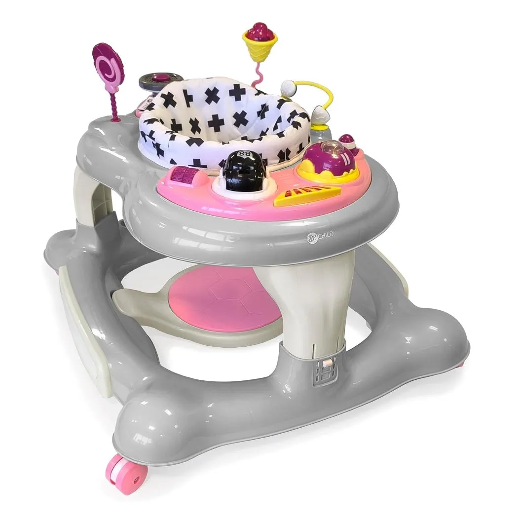 MyChild Roundabout 4-in-1 Aktivitäts-Lauflernhilfe - Rosa Neutral