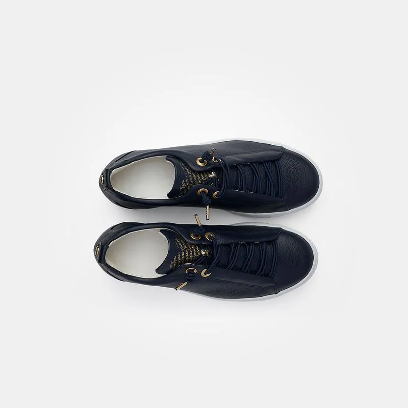 Paul Green Navy Elastische Schnürsenkel Trainer