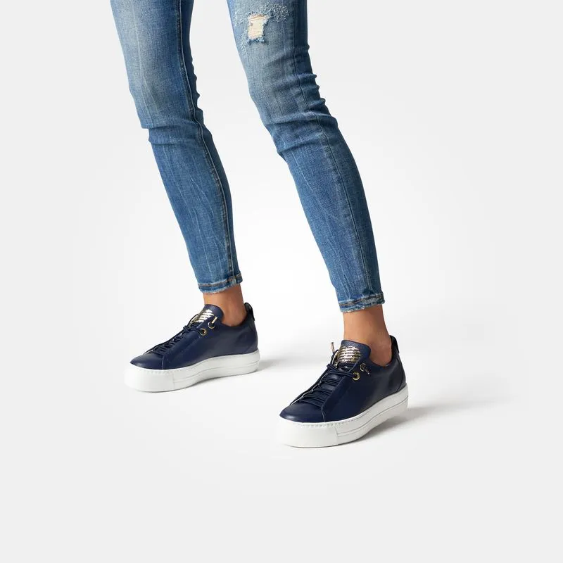 Paul Green Navy Elastische Schnürsenkel Trainer
