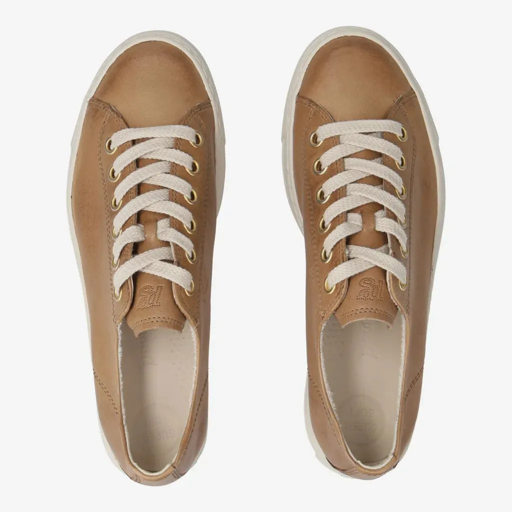 PAUL GREEN SUPER WEICHES LEDER TAN PLATTFORM-SNEAKER 4790-635
