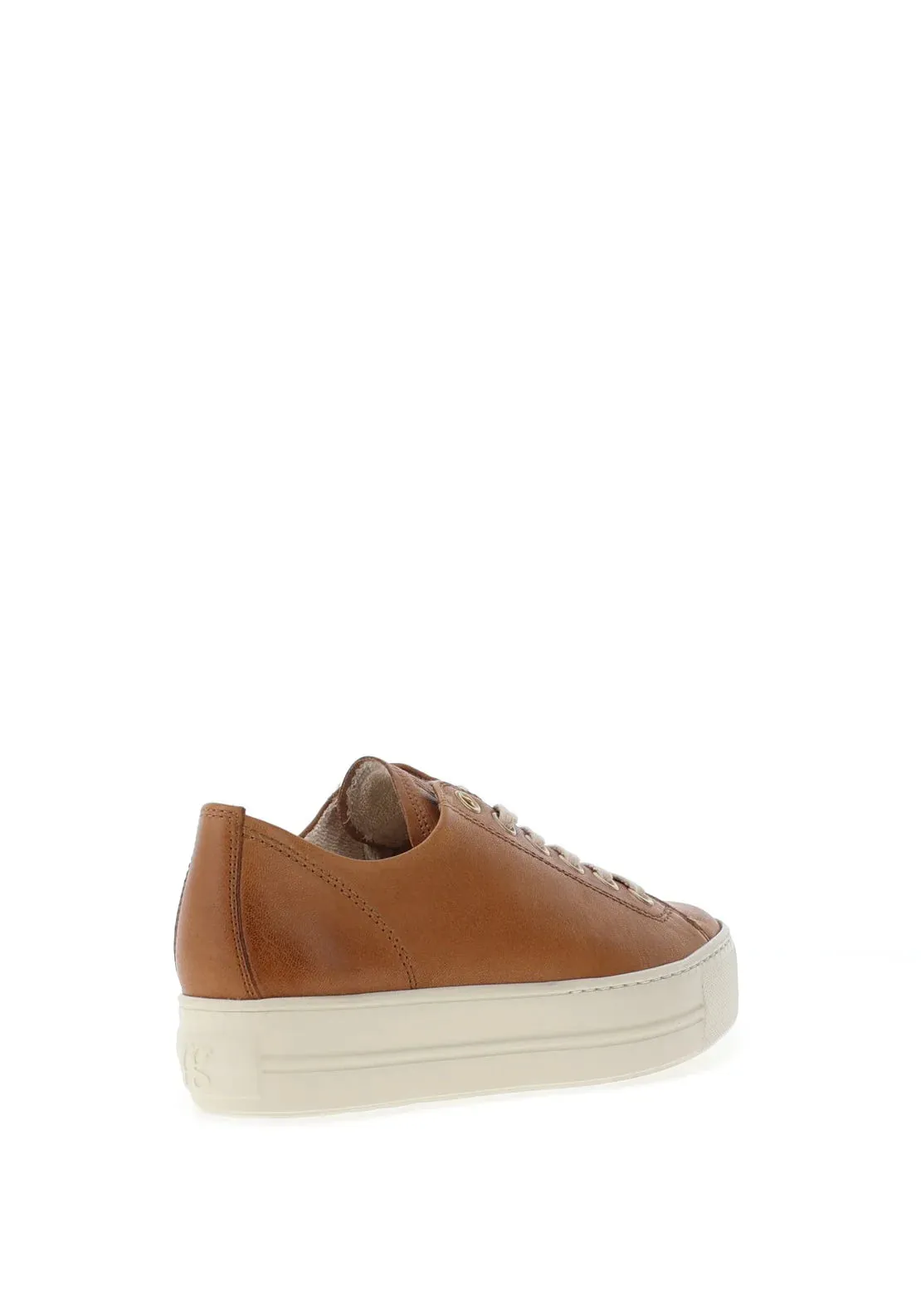 PAUL GREEN SUPER WEICHES LEDER TAN PLATTFORM-SNEAKER 4790-635