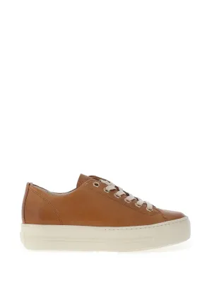 PAUL GREEN SUPER WEICHES LEDER TAN PLATTFORM-SNEAKER 4790-635