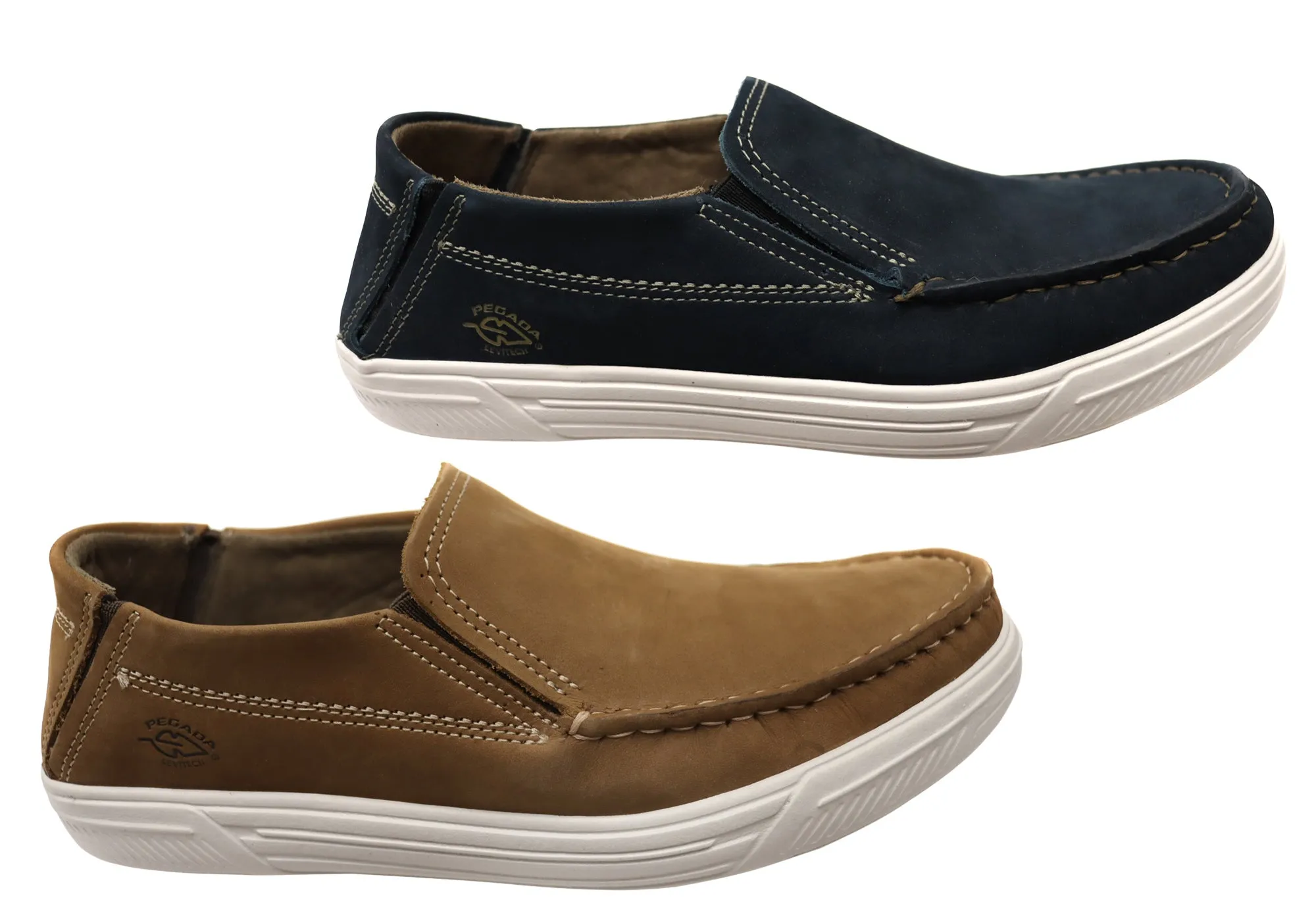 Pegada Rye Herren Bequeme Brasilianische Lederschlupfschuhe für lässige Anlässe Pegada Schuhe