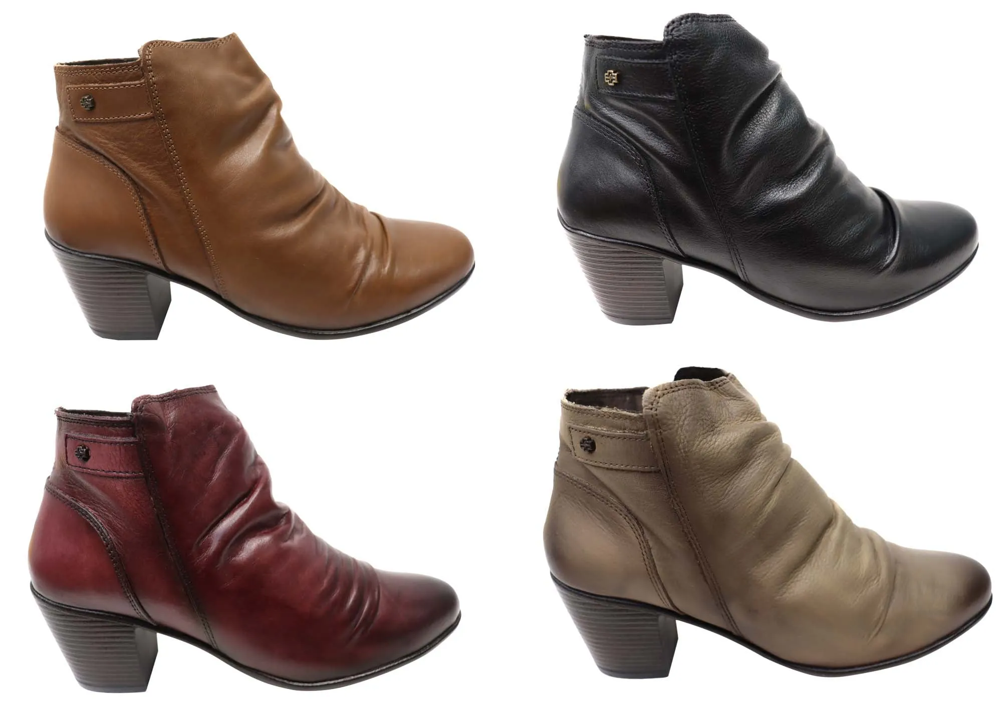 Perlatto Brooke Damen Bequeme Leder Knöchelstiefel Hergestellt in Brasilien Perlatto Schuhe