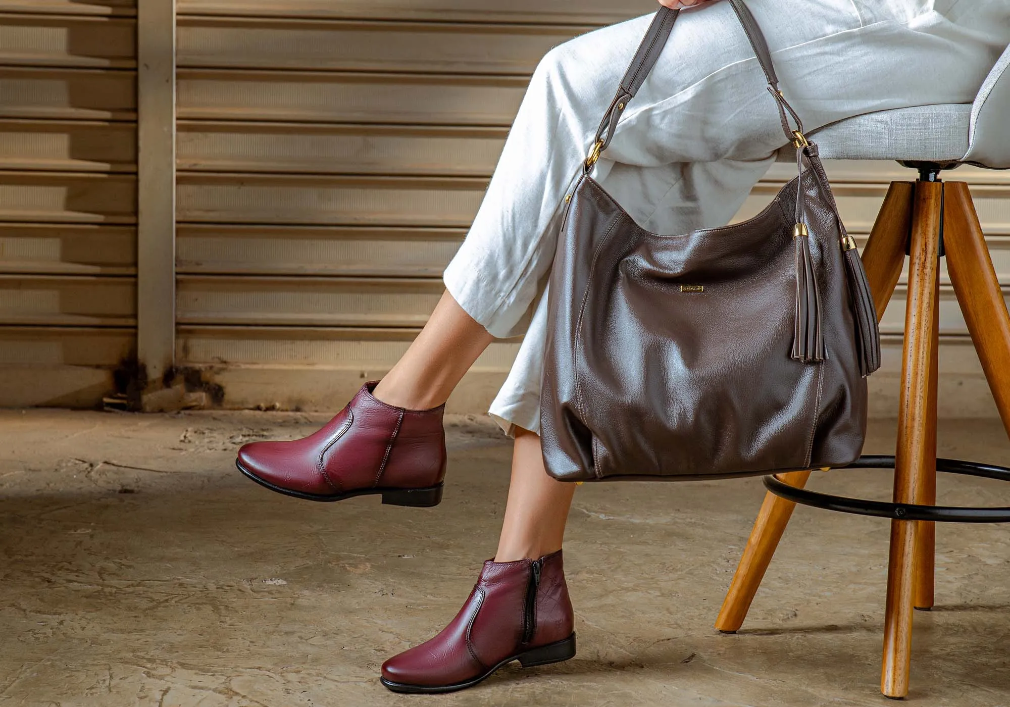 Perlatto Morgan Damen Bequeme Leder Knöchelstiefel Hergestellt in Brasilien Perlatto Schuhe