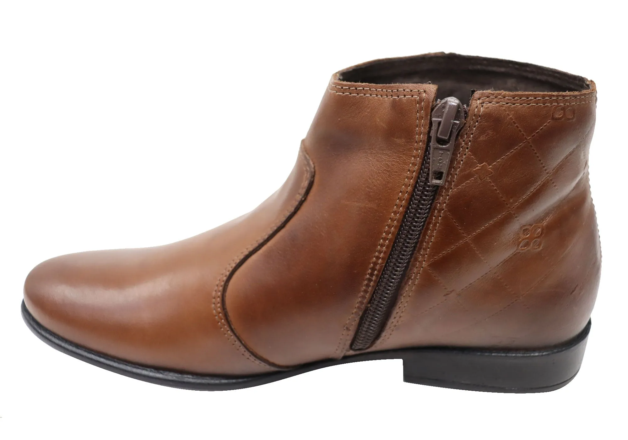 Perlatto Morgan Damen Bequeme Leder Knöchelstiefel Hergestellt in Brasilien Perlatto Schuhe