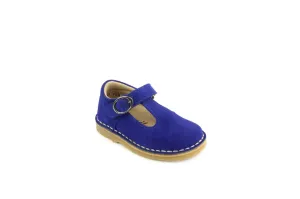 Petasil: Crosspatch Classic T-Bar Mädchen Schuhe - Elektrisches Blau Wildleder