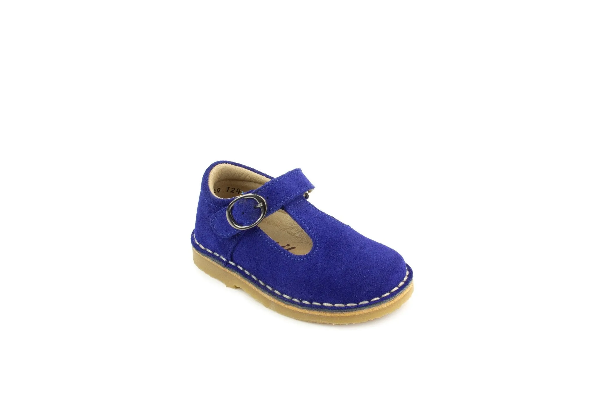 Petasil: Crosspatch Classic T-Bar Mädchen Schuhe - Elektrisches Blau Wildleder