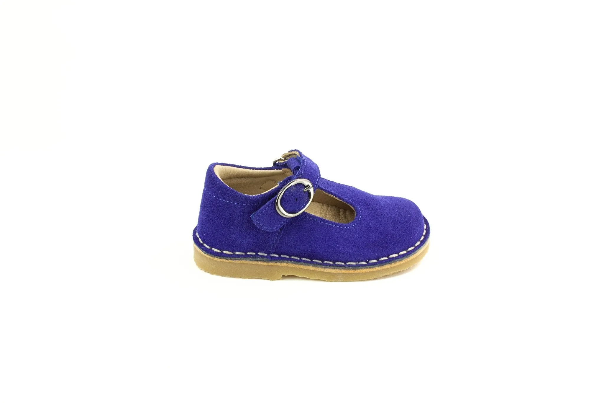 Petasil: Crosspatch Classic T-Bar Mädchen Schuhe - Elektrisches Blau Wildleder