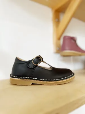Petasil: Querstreben-T-Bar-Schuhe - Schokoladenleder