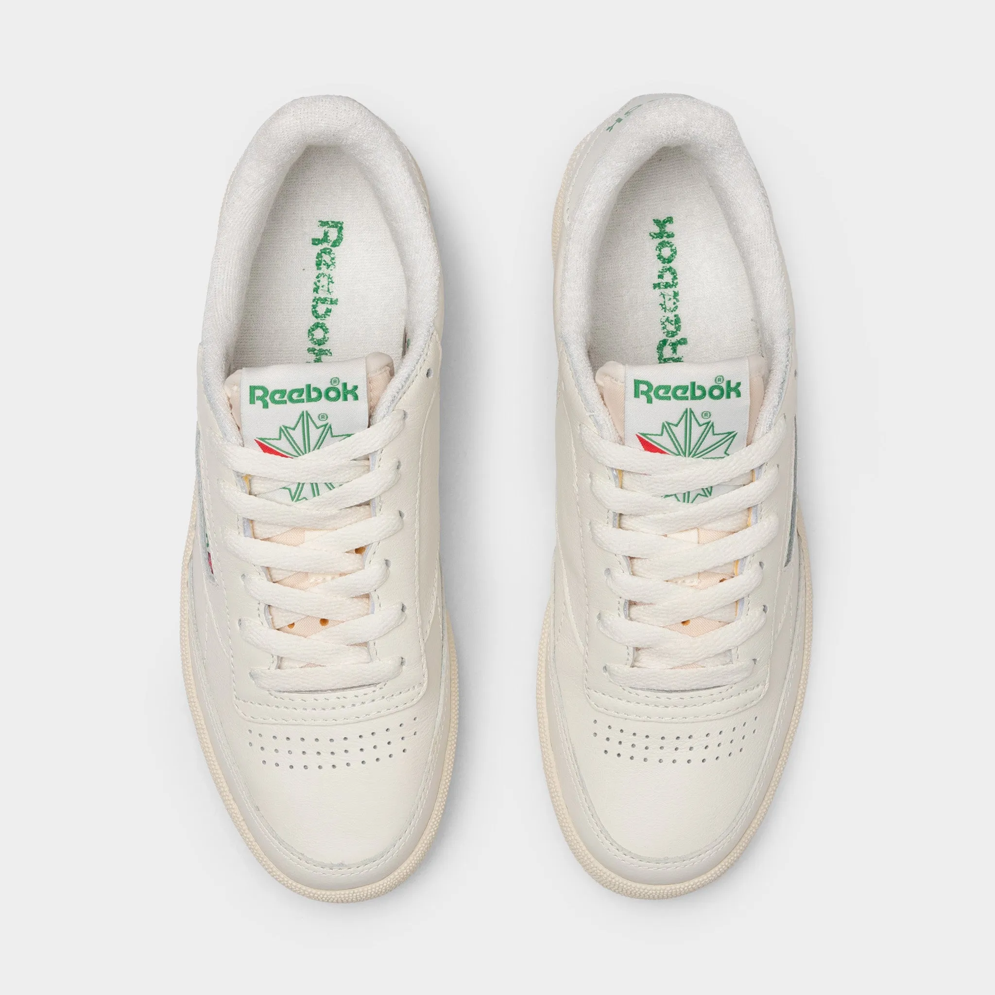 Reebok Damen Club C 85 Vintage Kreide / Alabaster - Grüne Reebok Schuhe