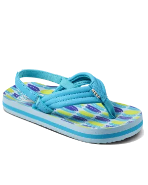 Reef Schuhe Jungen Little Ahi Flip Flops in Blau Fisch
