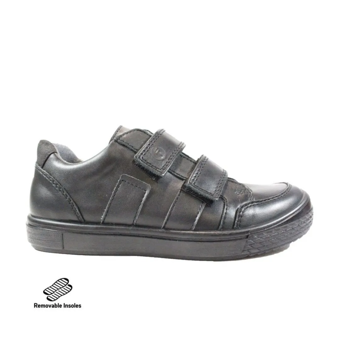 Ricosta: Ethan Rip Tape Schülerschuhe - Schwarzes Leder