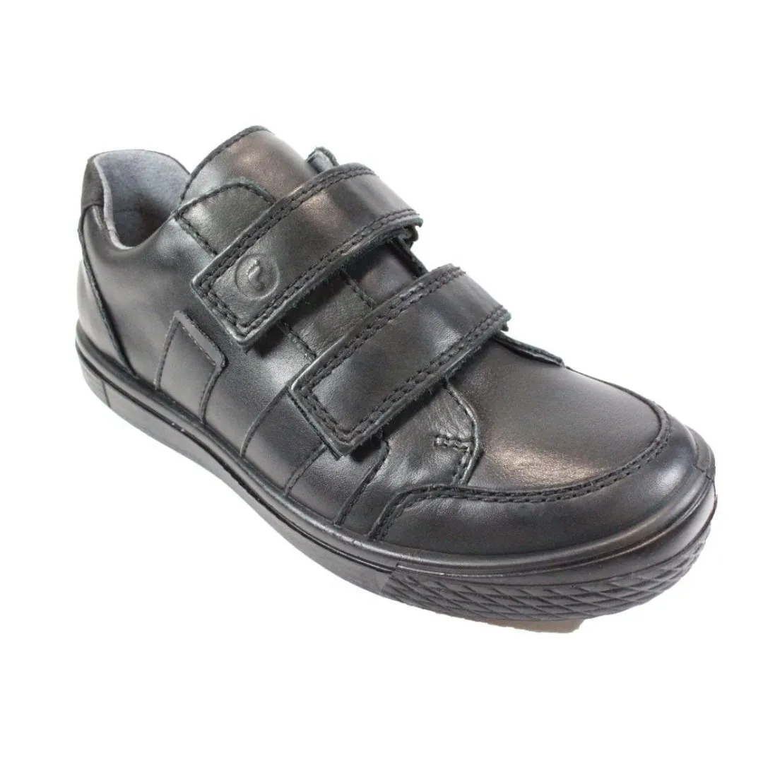 Ricosta: Ethan Rip Tape Schülerschuhe - Schwarzes Leder