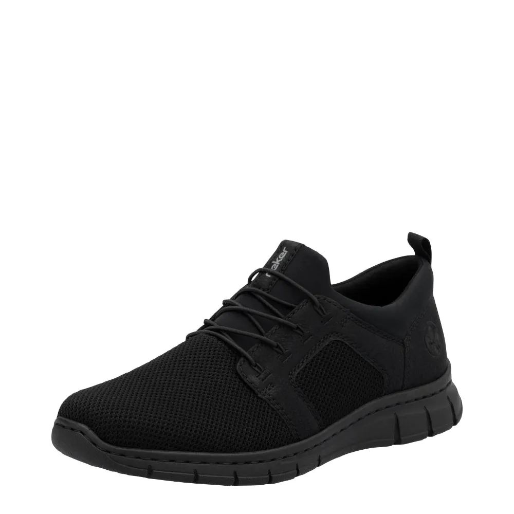 Rieker Herren Timo 96 Bungee-Schnürung Slip-On Sneaker in Schwarz