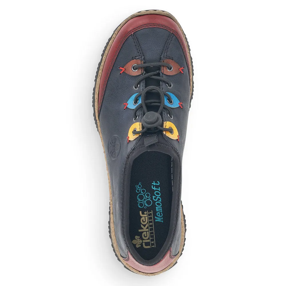 Rieker Schuhe N3271-35 Weinrot Ozean Multi Bungee