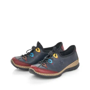 Rieker Schuhe N3271-35 Weinrot Ozean Multi Bungee