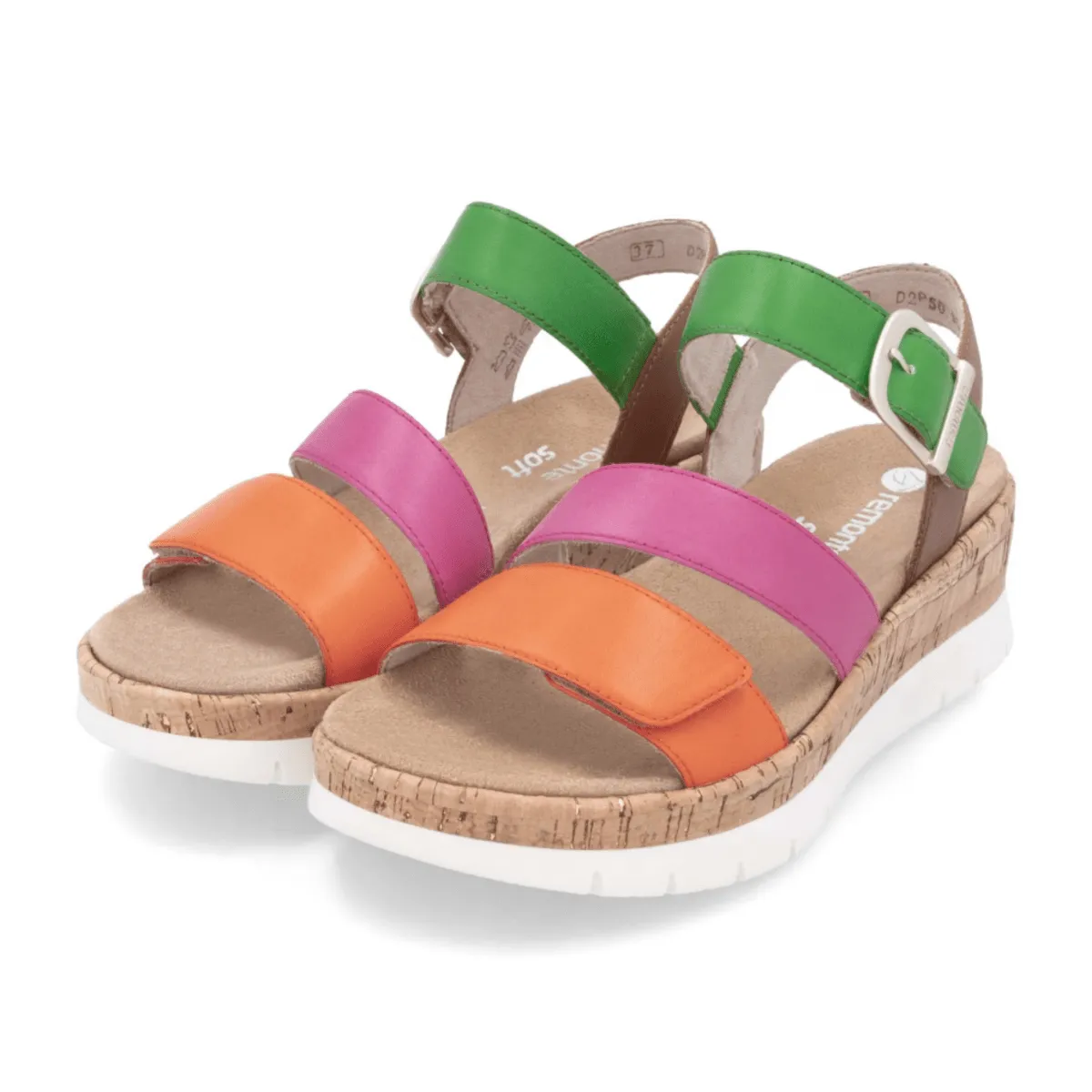 Rieker Damen D2P50-90 Gizela Aperol Orange/Fuchsia/Absinthgrün/Muskatnuss