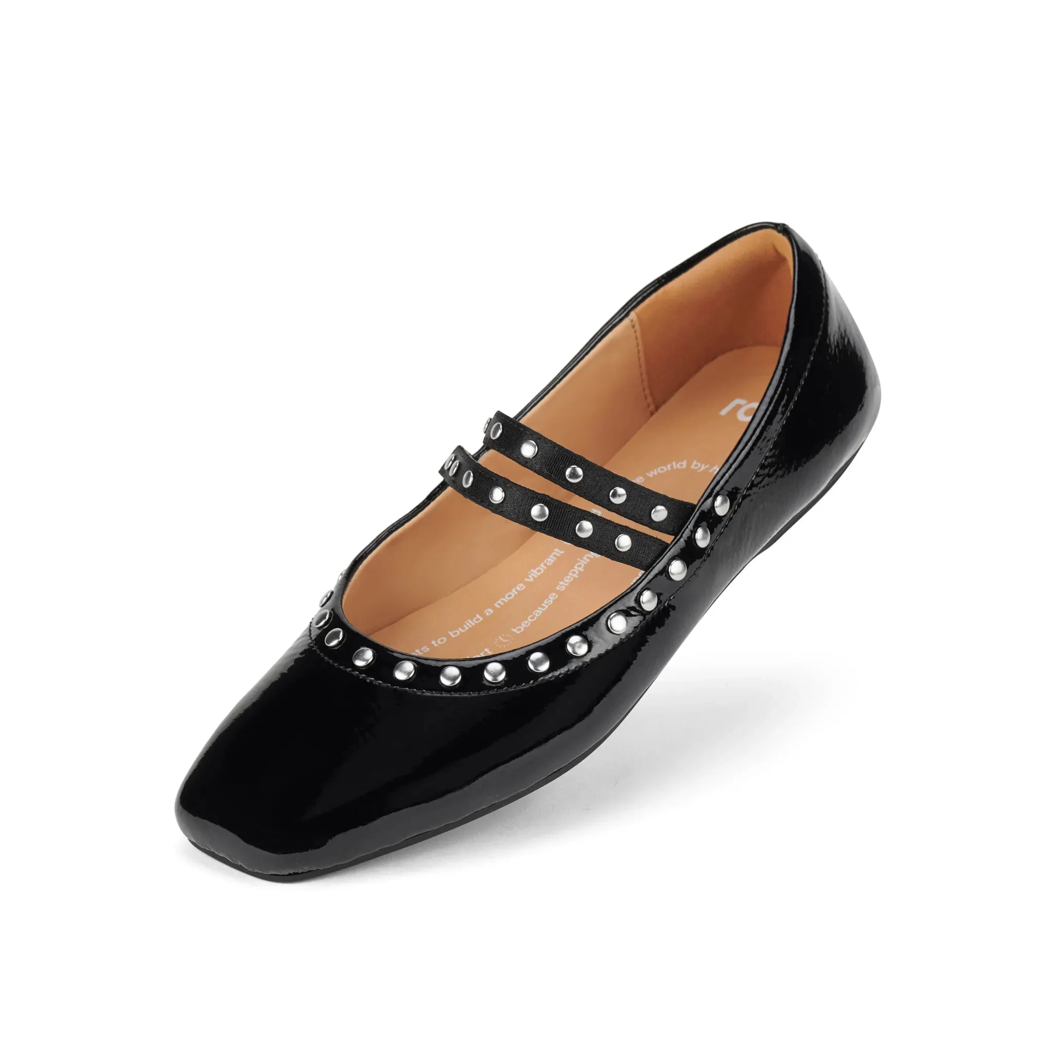 Rollie Ballett Mary Jane Stiletto Schwarz Glänzend