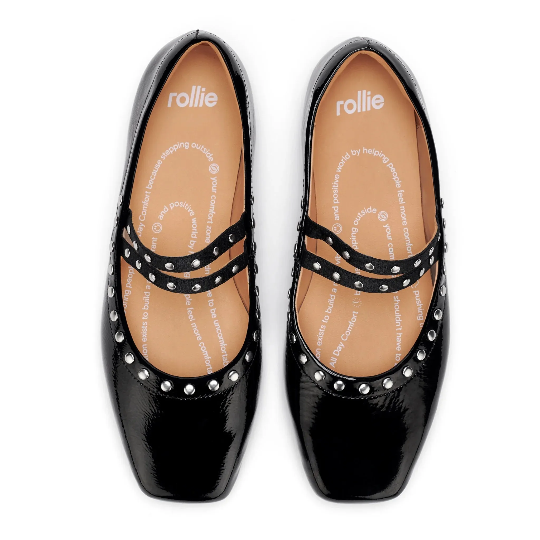 Rollie Ballett Mary Jane Stiletto Schwarz Glänzend