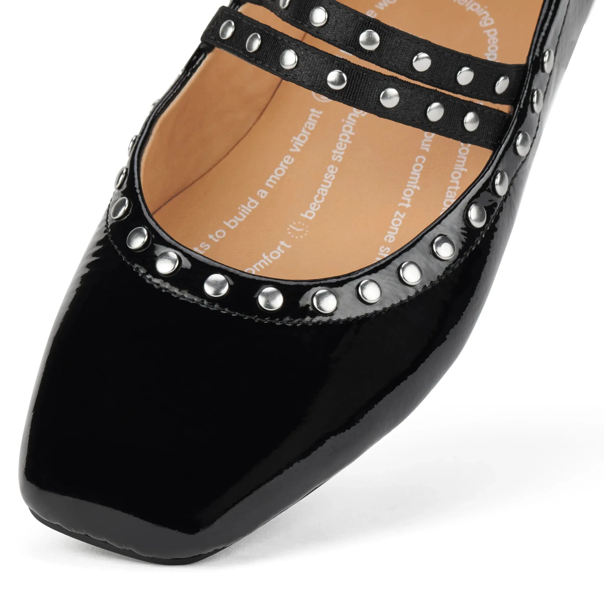 Rollie Ballett Mary Jane Stiletto Schwarz Glänzend