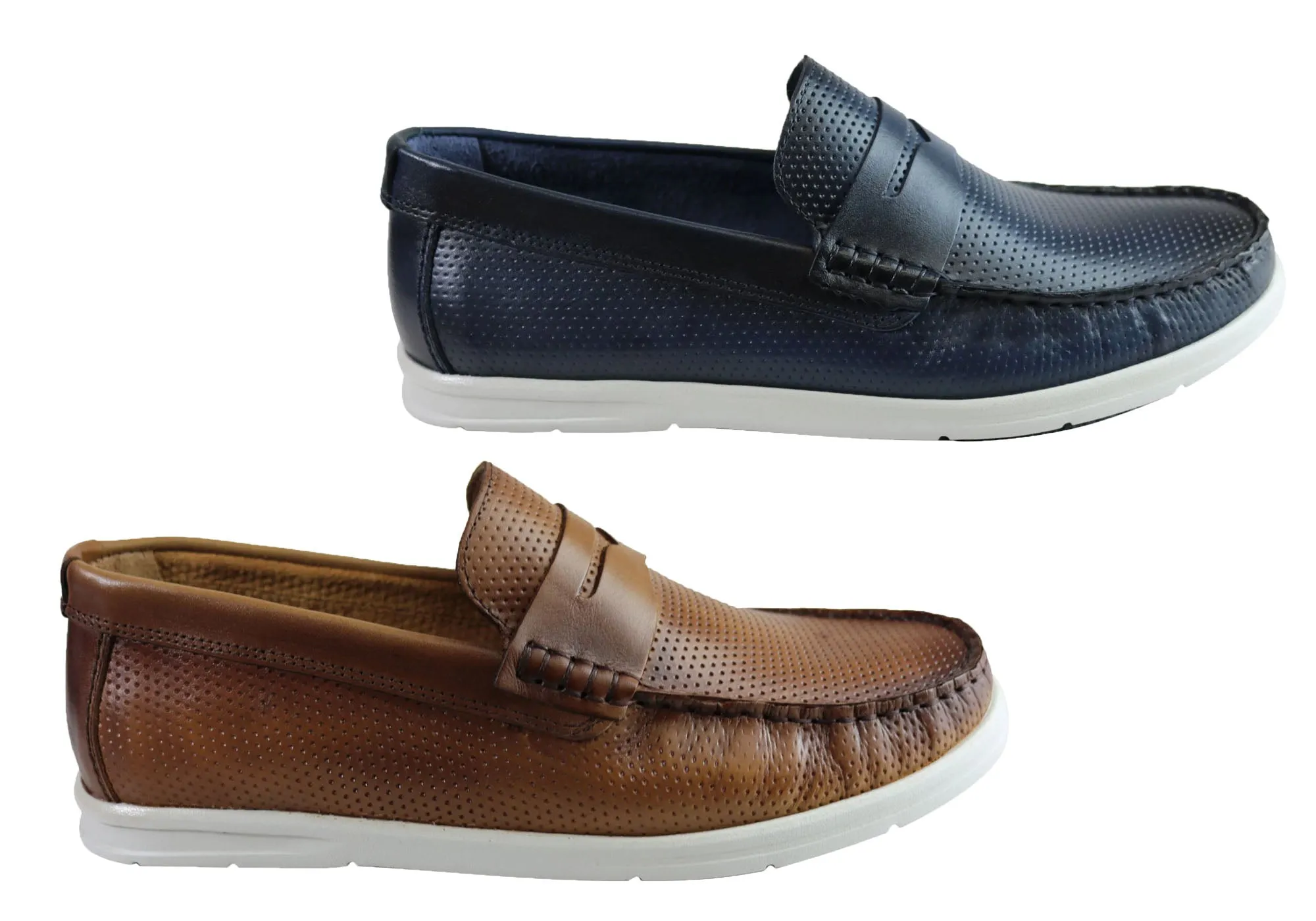Savelli Leichte Herren Bequeme Gepolsterte Leder Freizeit-Loafer Schuhe Savelli Schuhe