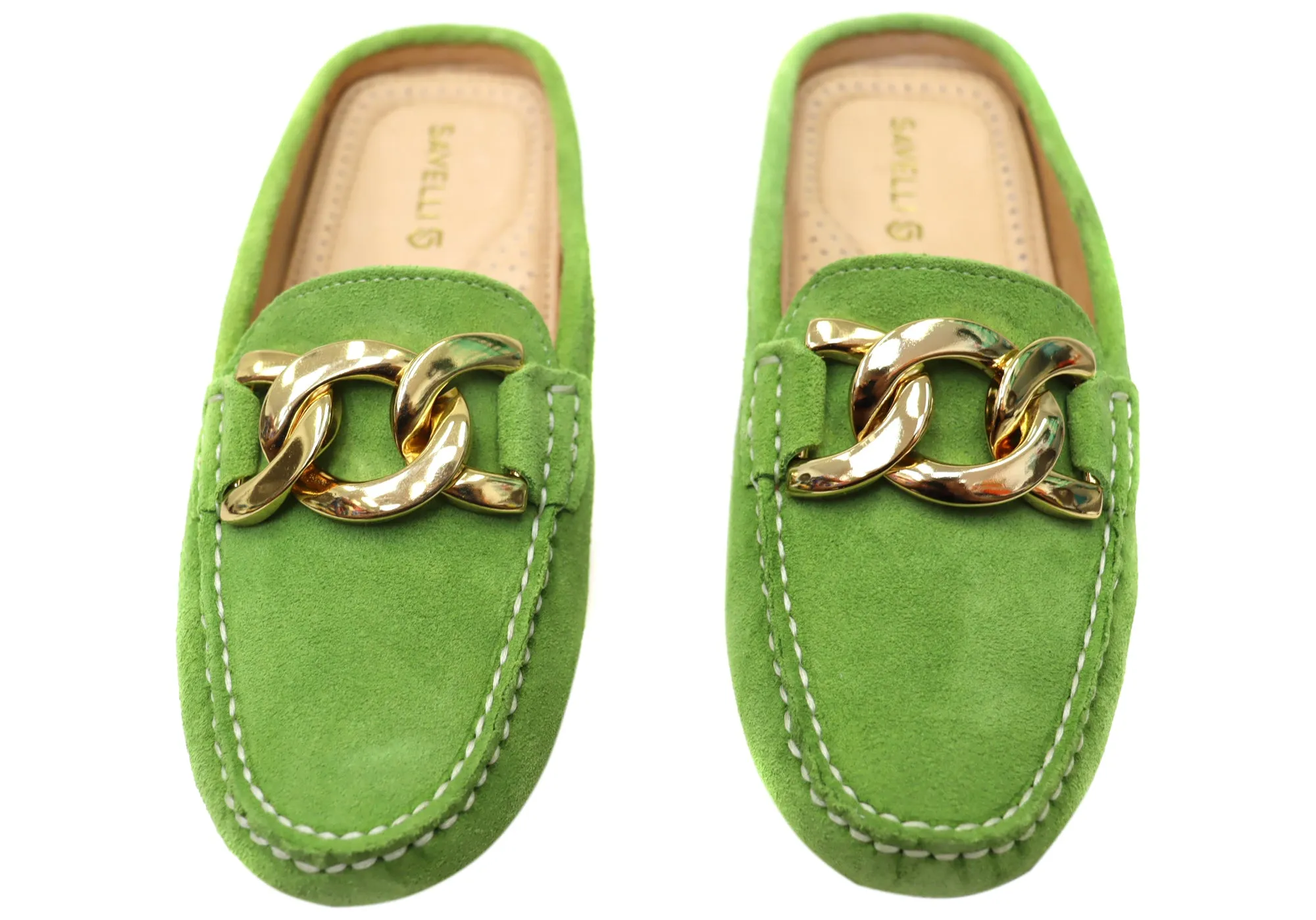 Savelli Paula Damen Brazilian Leder Geschlossene Spitze Offener Rücken Mules Savelli Schuhe