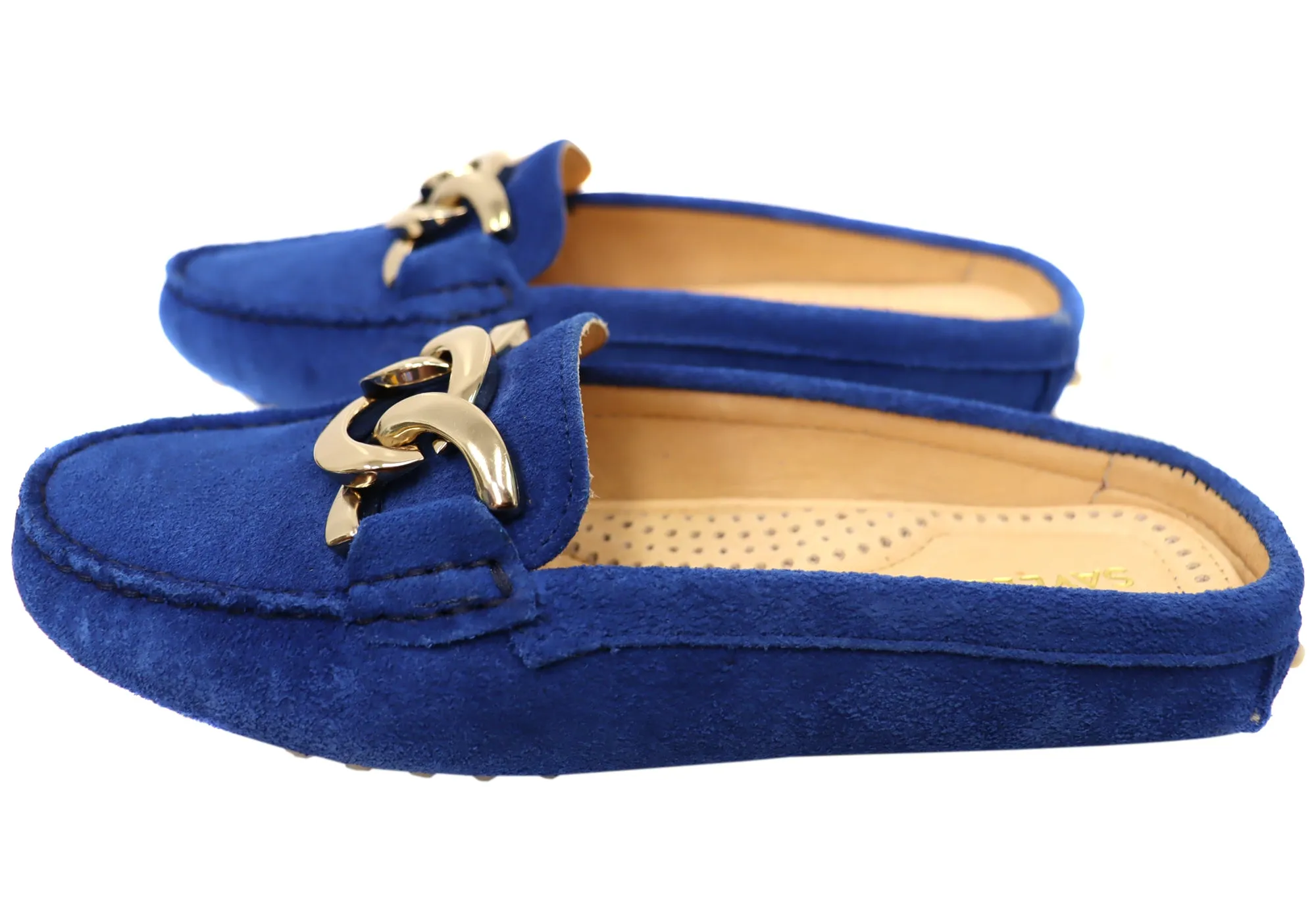 Savelli Paula Damen Brazilian Leder Geschlossene Spitze Offener Rücken Mules Savelli Schuhe