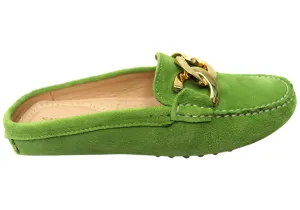 Savelli Paula Damen Brazilian Leder Geschlossene Spitze Offener Rücken Mules Savelli Schuhe