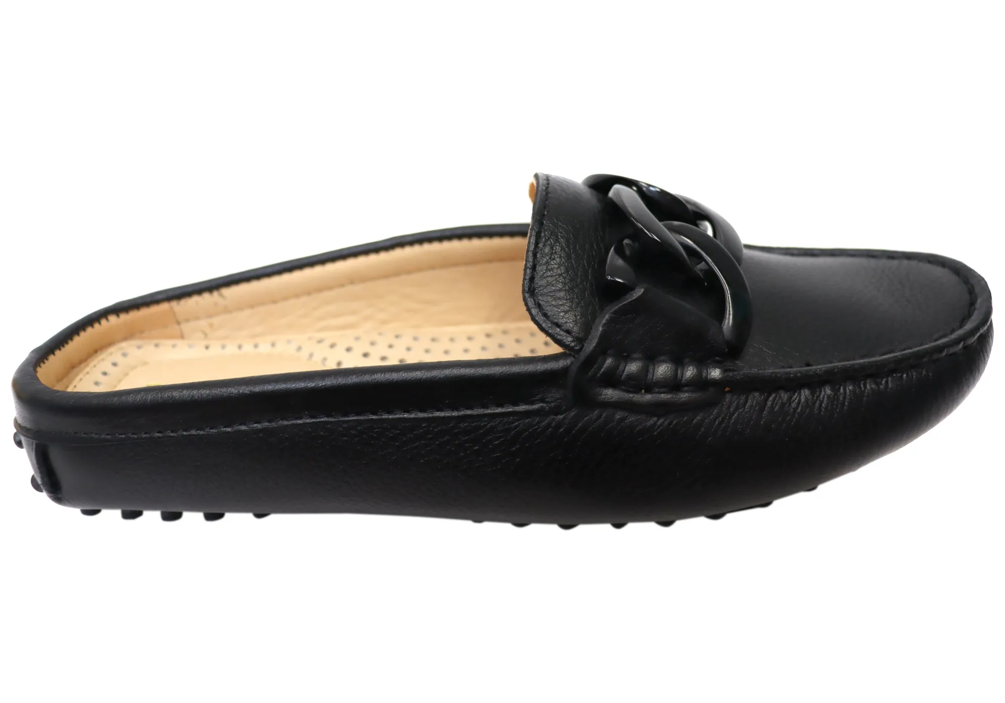 Savelli Paula Damen Brazilian Leder Geschlossene Spitze Offener Rücken Mules Savelli Schuhe