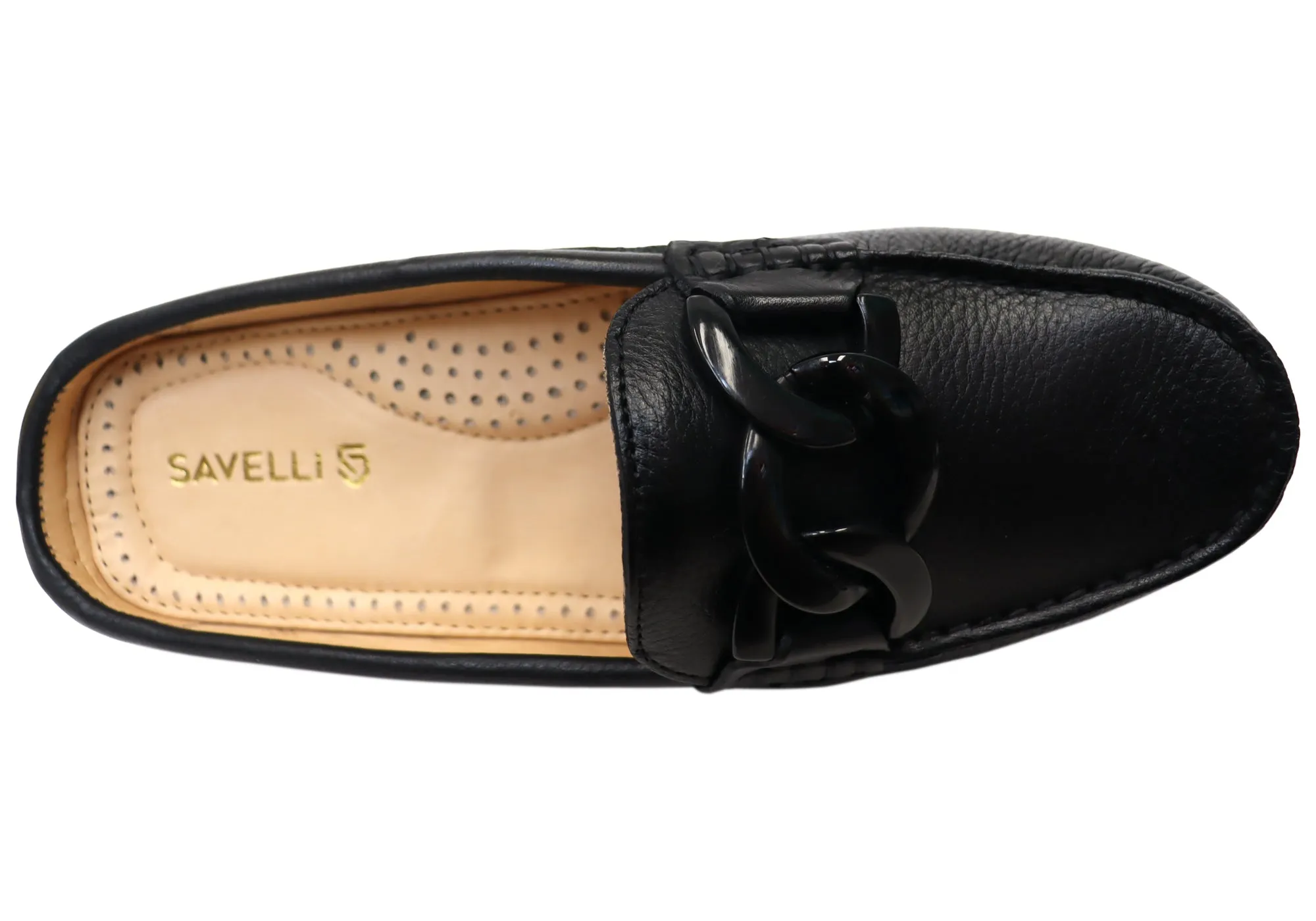 Savelli Paula Damen Brazilian Leder Geschlossene Spitze Offener Rücken Mules Savelli Schuhe