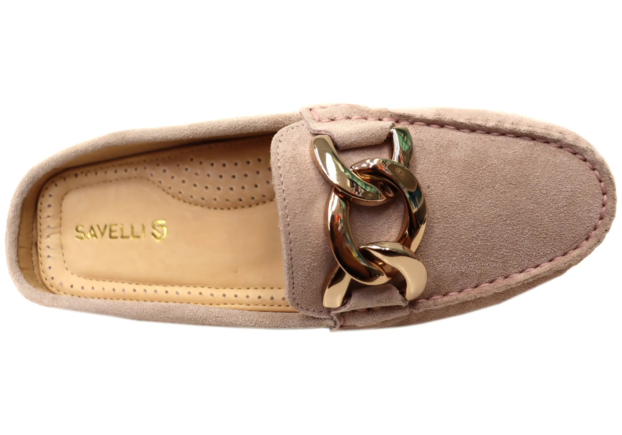 Savelli Paula Damen Brazilian Leder Geschlossene Spitze Offener Rücken Mules Savelli Schuhe