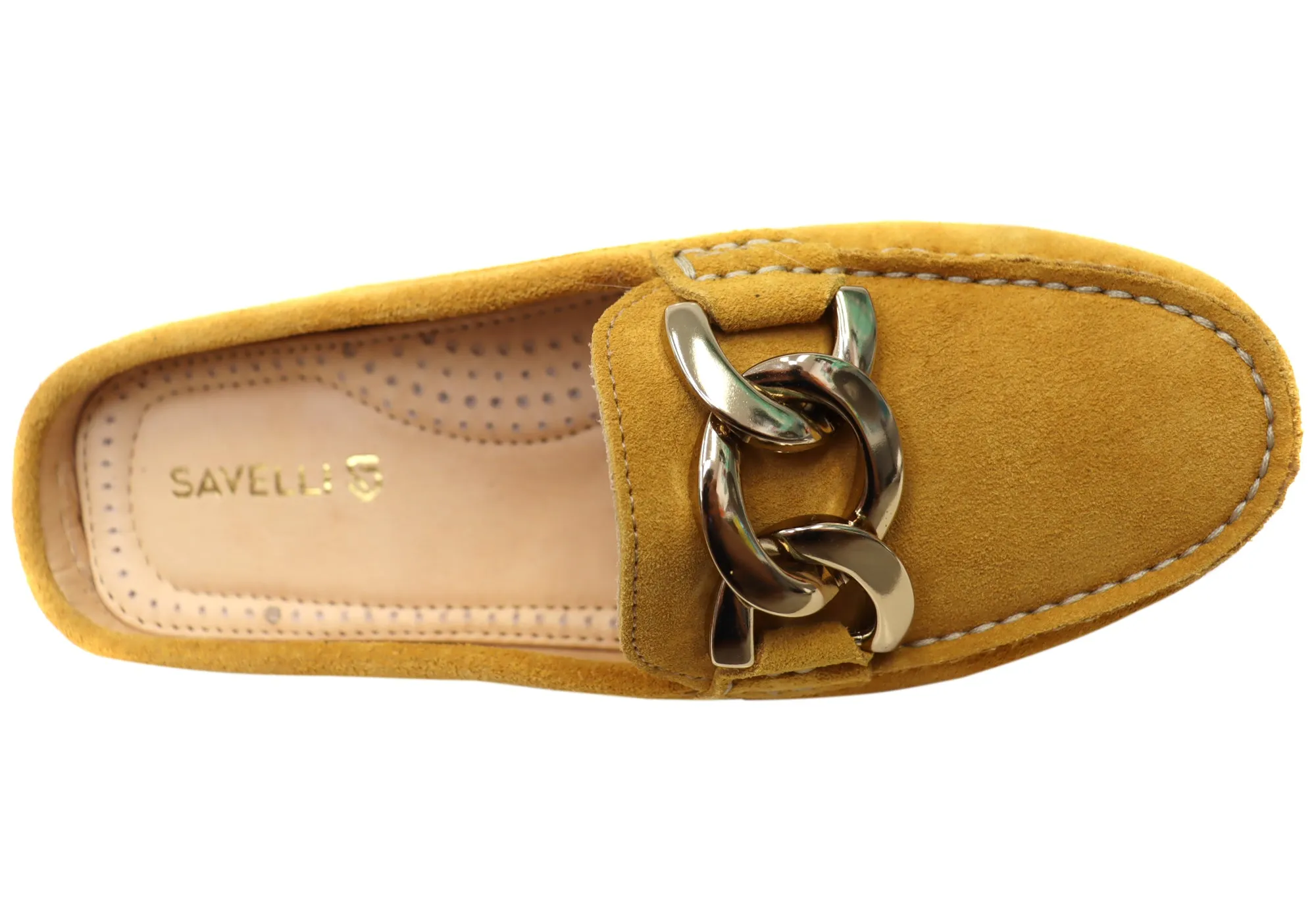 Savelli Paula Damen Brazilian Leder Geschlossene Spitze Offener Rücken Mules Savelli Schuhe