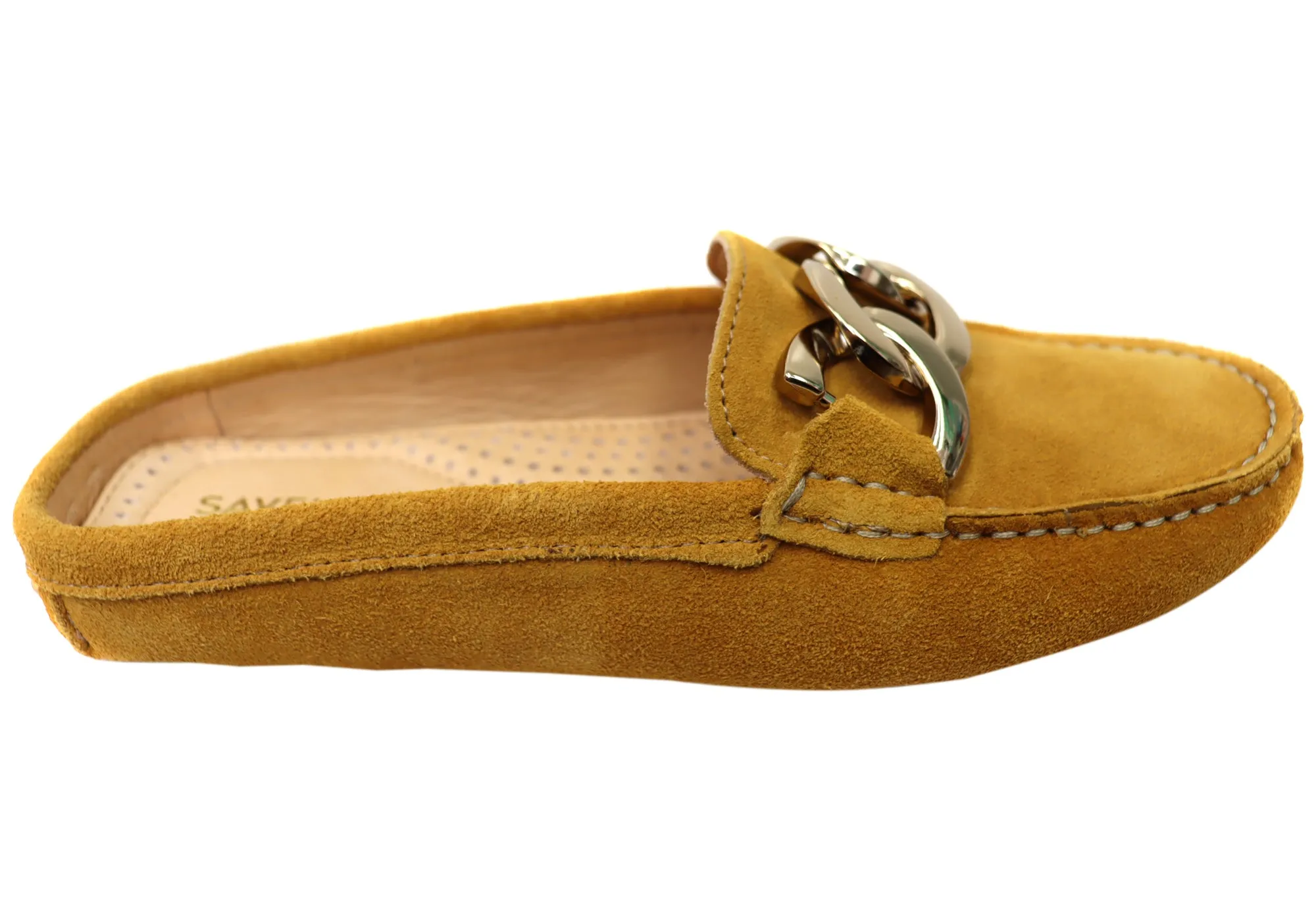 Savelli Paula Damen Brazilian Leder Geschlossene Spitze Offener Rücken Mules Savelli Schuhe