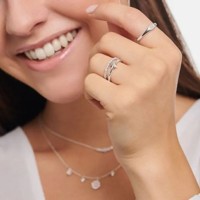 Silberner Zirkonia-Ring mit rosa und weißen Steinen TR2343-166-7 Thomas Sabo Ringe