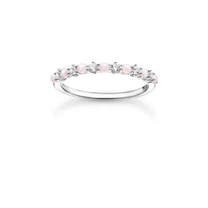 Silberner Zirkonia-Ring mit rosa und weißen Steinen TR2343-166-7 Thomas Sabo Ringe