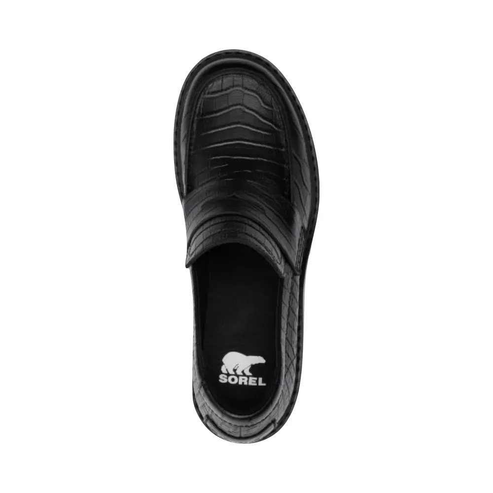 Sorel Damen Joan Now City Leder-Loafer mit Absatz in Schwarz