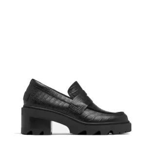 Sorel Damen Joan Now City Leder-Loafer mit Absatz in Schwarz
