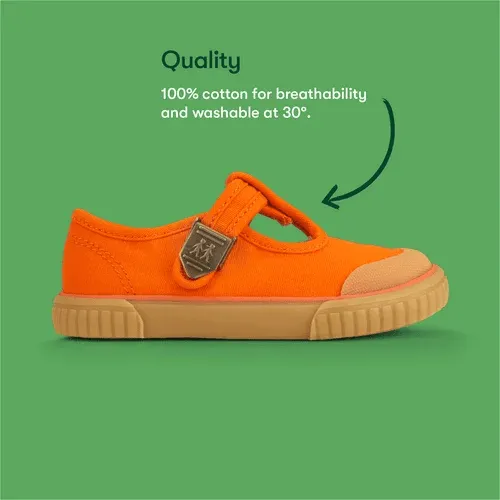 Start-Rite: Anker - Leinen-Kinderschuh mit T-Bar-Schnalle - Orange