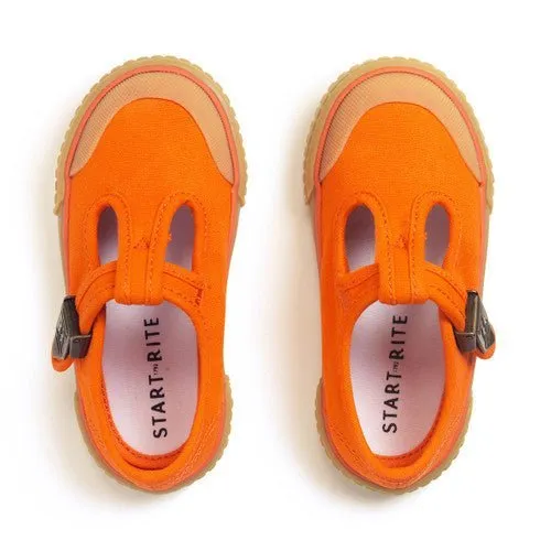 Start-Rite: Anker - Leinen-Kinderschuh mit T-Bar-Schnalle - Orange